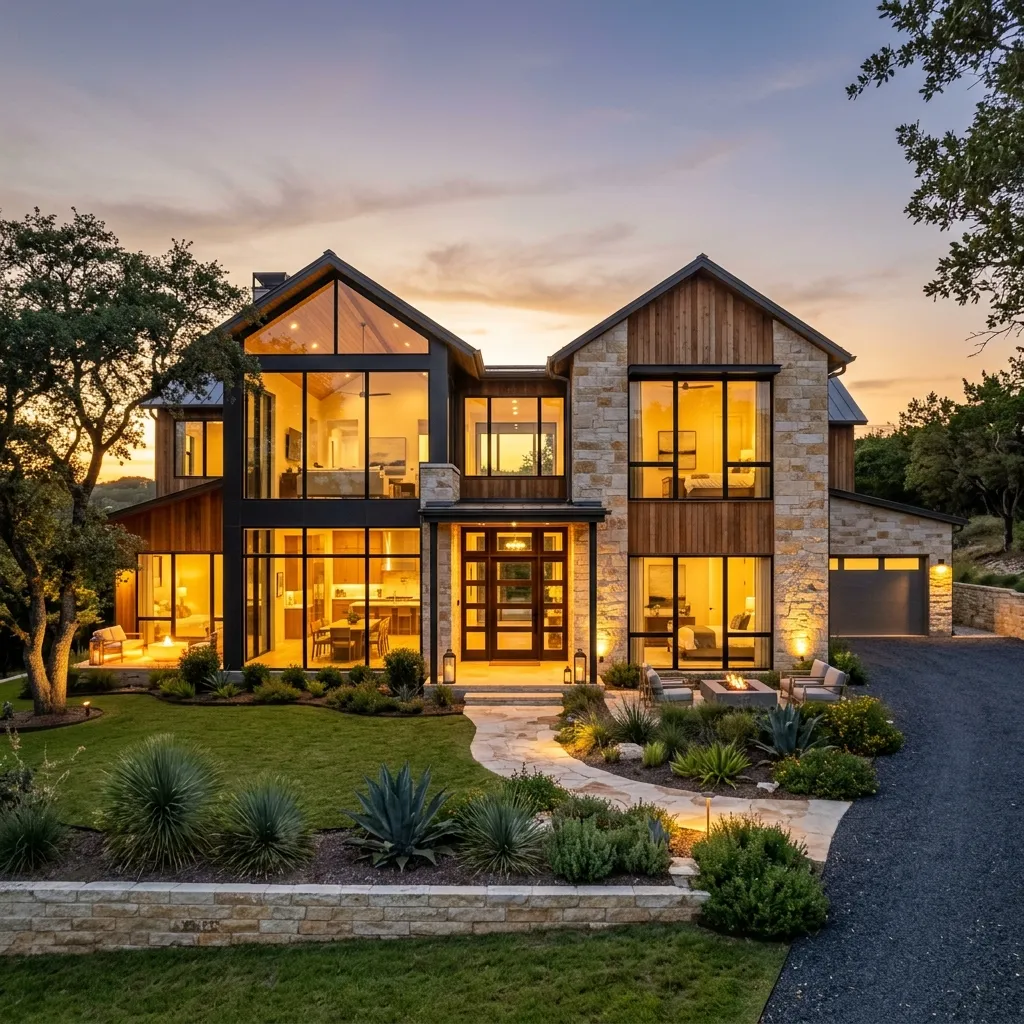 Luxury home at golden hour